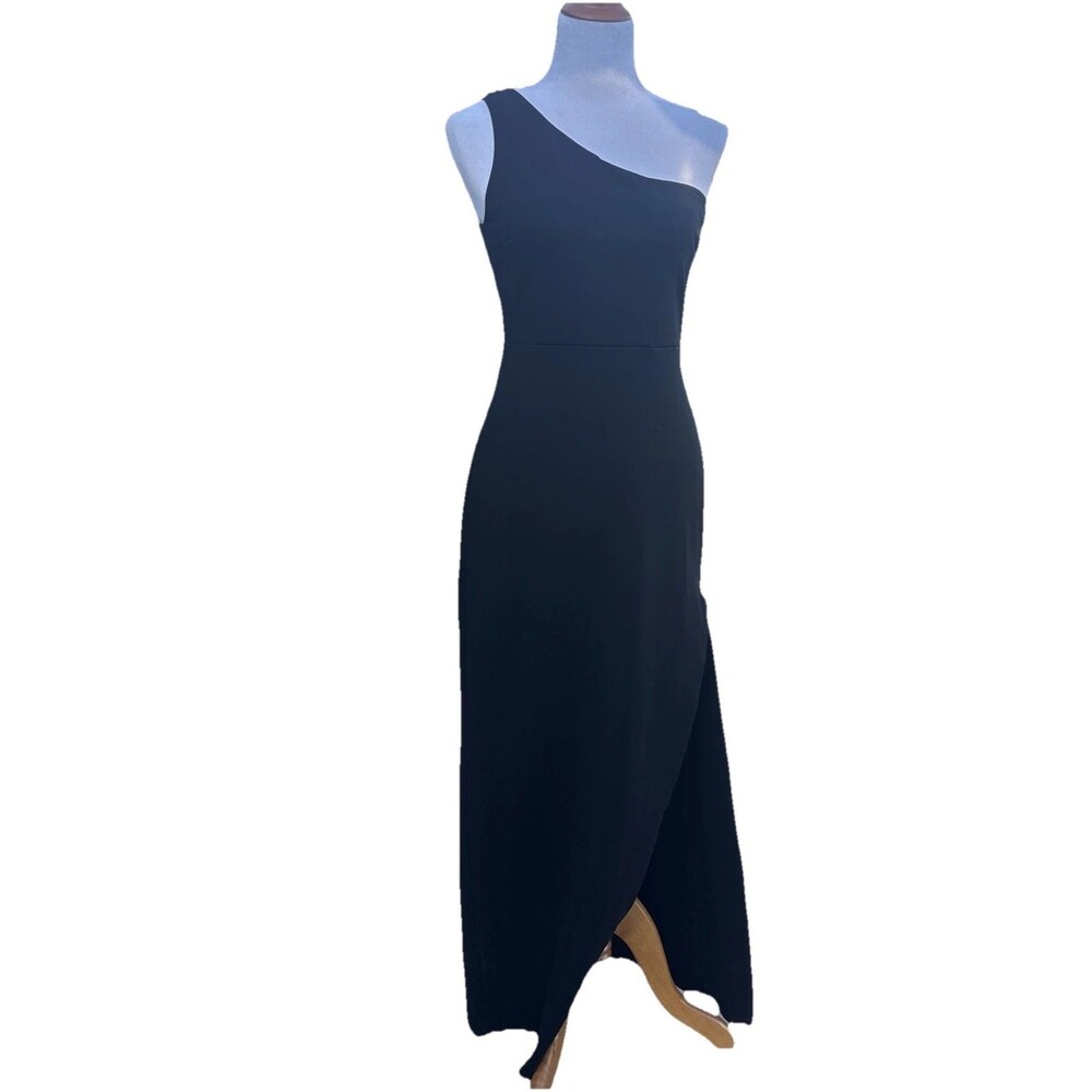 Lulu’s floor link maxi dress side slit size large asymmetrical one strap